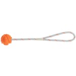 TRIXIE Ball am Seil DOG TOY Naturgummi schwimmt Orange für Hunde 4,5cm/35cm