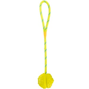TRIXIE Ball am Seil DOG TOY Naturgummi schwimmt Lime für Hunde 7,0 cm/35 cm