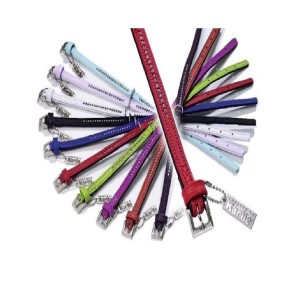 KARLIE Halsband VINTAGE Violett Leder Straß einreihig 24cm 10mm für Hunde