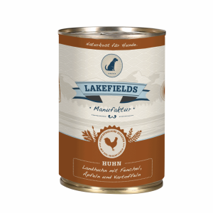 LAKEFIELDS MANUFAKTUR Nassfutter DOSENFLEISCH MENÜ HUHN 61% Fleischanteil für Hunde 12 x 400g