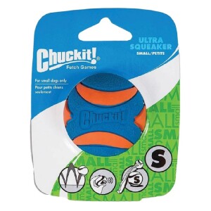 CHUCKIT Spielzeug ULTRA Squeaker Ball für Hunde small Ø 5cm