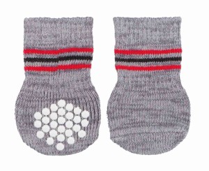 TRIXIE Socken HUNDESOCKEN Anti-Rutsch Baumwolle Elasthan XL 2 Stück grau