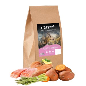 CRAZYPET® Trockenfutter LACHS mit Forelle kleine Rasse getreidefrei Hunde 2kg