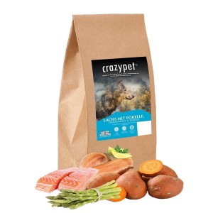CRAZYPET® Trockenfutter LACHS mit Forelle große Rasse getreidefrei für Hunde