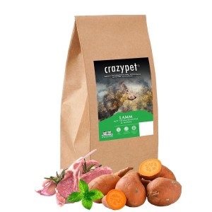 CRAZYPET® Trockenfutter LAMM mit Süßkartoffel getreidefrei für Hunde 6kg