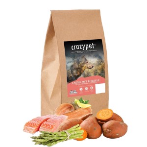 CRAZYPET® Trockenfutter LACHS mit Forelle getreidefrei für Hunde 12kg