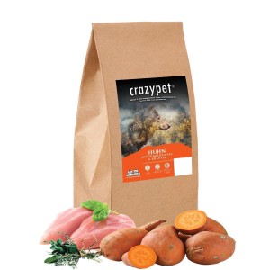 CRAZYPET® Trockenfutter HUHN mit Süßkartoffel getreidefrei für Hunde 12kg