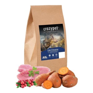 CRAZYPET® Trockenfutter SENIOR TRUTHAHN Süßkartoffel getreidefrei für Hunde 12kg