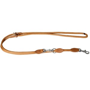 KARLIE Führleine ELEGANCE Kalbsleder 200cm 6mm Cognac rund für Hunde