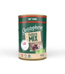 CHRISTOPHERUS Nassfutter FLEISCHMIX mit RIND getreidefrei für Hunde 1 x 400 g