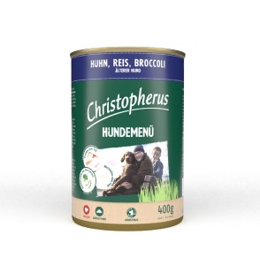 CHRISTOPHERUS Nassfutter HUNDEMENUE Senior mit HUHN Reis Brokkoli für Hunde