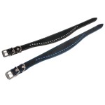 KARLIE Lederhalsband CHIC Strassbesatz Schwarz/Blau oder...