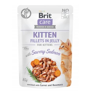 BRIT Nassfutter FILLETS IN JELLY Savory Salmon Kitten 85g getreidefrei f. Katzen