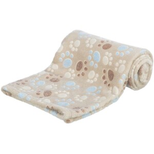 TRIXIE Decke FLEECEDECKE LASLO beige mit Pfotenabdrücken für Hunde