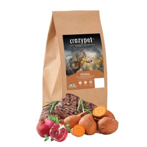CRAZYPET® Trockenfutter PFERD mit Süßkartoffeln getreidefrei für Hunde
