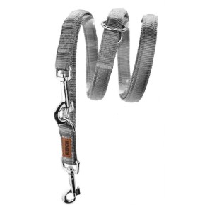 KOCH Leine NYLONLEINE UNI verstellbar gepolstert 25mm 200cm Farbe Grau für Hunde