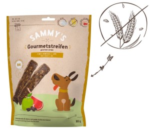 BOSCH Kausnack SAMMYS Gourmetstreifen köstliches Hühnchen & Lamm 180g für Hunde