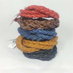 Savelli-Pet Leine feinstes Echtleder geflochten Rundgewebe 118,5 cm für Hunde