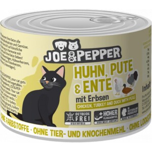 PRO PET Nassfutter JOE & PEPPER Huhn Pute Ente mit Erbsen für Katzen 1 x 200g