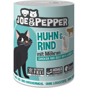 PRO PET Nassfutter JOE & PEPPER Huhn & Rind mit Möhren für Katzen 1 x 400g