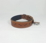 Savelli-Pet Halsband Echtleder Knochenprägung Softpad ca.41 - 51cm für Hunde