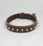 Savelli-Pet Halsband feinstes Echtleder mit Nieten ca.37,5cm - 45,5cm für Hunde