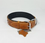 Savelli-Pet Halsband Echtleder Softpad Swarovski Steinen ca.41 - 51cm für Hunde