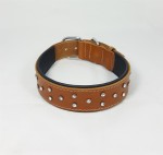 Savelli-Pet Halsband Echtleder Softpad Swarovski Steinen ca.41 - 51cm für Hunde