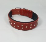 Savelli-Pet Halsband Echtleder Softpad Swarovski Steinen ca.41 - 51cm für Hunde