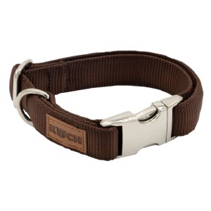KOCH Halsband PREMIUM ALU-KLICK UNI 25mm 30-45cm Braun gepolstert für Hunde
