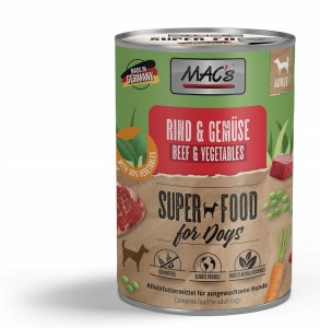 MACS Nassfutter RIND und GEMÜSE mit 30% Gemüse frischem Fleisch für Hunde