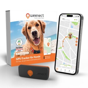 WEENECT Sicherheit kleinste GPS-Tracker XS mit 1-Sek-Live Tracking für Hunde