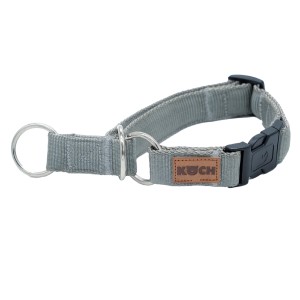 KOCH Halsband NYLON-KLICK-ZUGHALSBAND UNI Grau gepolstert für Hunde