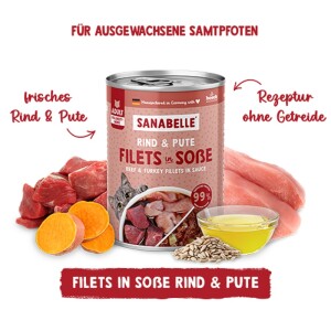 SANABELLE Nassfutter Filets in Soße RIND und PUTE getreidefrei für Katzen
