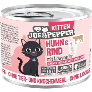 PRO PET Nassfutter JOE & PEPPER Kitten Huhn & Rind mit Löwenzahn für Katzen
