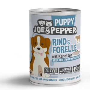 PRO PET Nassfutter JOE & PEPPER Puppy Rind & Forelle mit Karotten für Hunde 1 x 400g