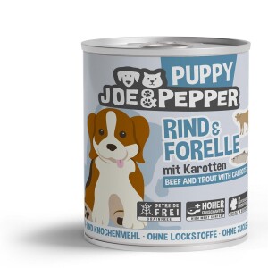 PRO PET Nassfutter JOE & PEPPER Puppy Rind & Forelle mit Karotten für Hunde 1 x 800g