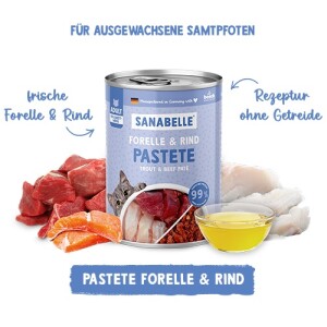 SANABELLE Nassfutter Pastete FORELLE & RIND getreidefrei für Katzen