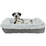 TRIXIE Liegebett HARVEY Velours/Langhaar-Plüsch 60-100cm weiß-schwarz für Hunde