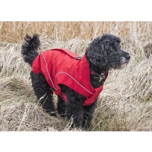 DOGBITE Hunderegenjacke FLEXIBLE SYSTEM Reißverschlusssystem Rücken Rot