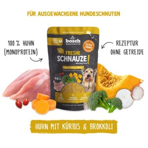 BOSCH Nassfutter FRESHE SCHNAUZE 250g für Hunde Huhn mit Kürbis & Brokkoli