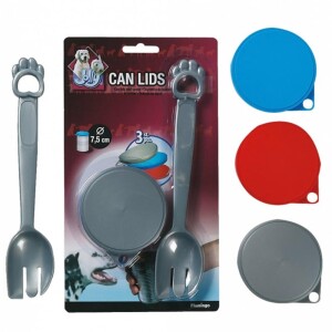 FLAMINGO Dosendeckel mit Gabel im 3er-Set Ø 7,5cm für Katzen- und Hundefutter