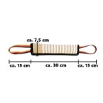 futterscheune.live® Hundespielzeug weiche BEISSWURST 30cm 2 Handschlaufen Jute