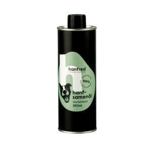 HANFRED Nahrungsergänzung HANFSAMENÖL 250 ml mit Omega 3 und Omega 6 für Hunde