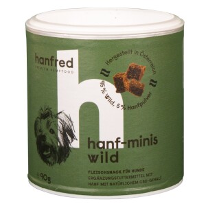 HANFRED Snack Nahrungsergänzung HANF 5% MINIS Wild 90g für Hunde