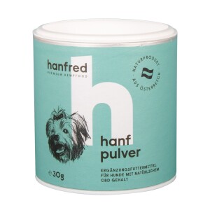 HANFRED Nahrungsergänzung HANFPULVER MINI bei Unruhe und Stress 30g für Hunde