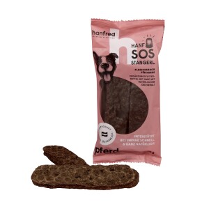 HANFRED Snack Nahrungsergänzung HANF 15% SOS Stangerl Pferd 65g für Hunde