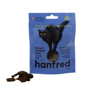 HANFRED Nahrungsergänzung HANF 5% Fleisch Fleckerl Ente 45g für Katzen