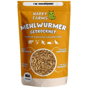 HAPPY FARMS Einzelfuttermittel knusprige MEHLWÜRMER getrocknet hohe Qualität