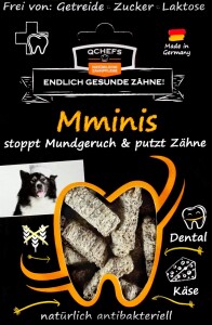 QCHEFS Ergänzungsfuttermittel MMINIS Käsesnack 75g stoppt Mundgeruch Hund